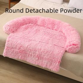 Pet Dog Plush Winter Warm Sofa Cushion (Option: Rounded Rose Pink-M)