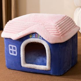 Dog Autumn And Winter Pet Cat Sponge Nest Teddy Closed (Option: Blue Rabbit Castle-L)