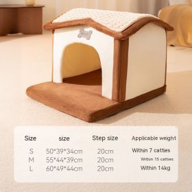 Dog Autumn And Winter Pet Cat Sponge Nest Teddy Closed (Option: Brown Tile-L)