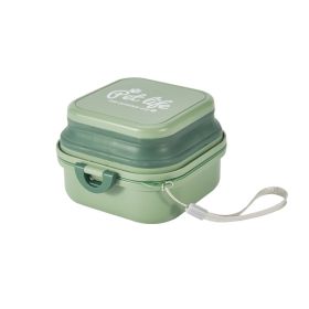 Dog Outdoor Folding Bowl Double-layer Drinking Water Pet Products (Color: Green)