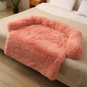 Pet Dog Plush Winter Warm Sofa Cushion (Option: Round Detachable Pink Color-S)