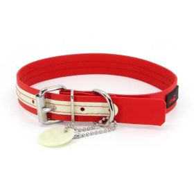 Collar - Play Glow Buckle, 1" Wide - Fits neck 16" to 20" (Color: Red)