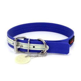 Collar - Play Glow Buckle, 1" Wide - Fits neck 18" to 22" (Color: Blue)