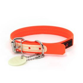 Collar - Play Glow Buckle, 3/4" Wide - Fits neck 12.5" to 15.5" (Color: Orange)