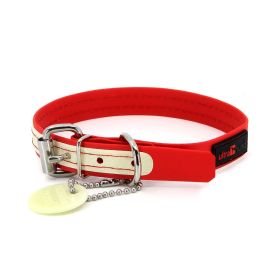 Collar - Play Glow Buckle, 3/4" Wide - Fits neck 12.5" to 15.5" (Color: Red)