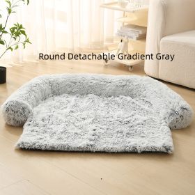 Pet Dog Plush Winter Warm Sofa Cushion (Option: Round Detachable Gradient Gray-S)