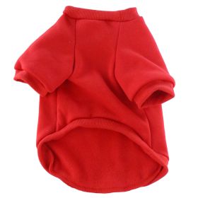 Pet Clothes Fleece-lined Thickened Solid Color Hoodie (Option: Red-S)