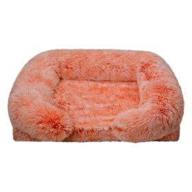 Removable And Washable Square Pet House Pet Bed (Option: Gradient Orange-L 75x50x14cm)