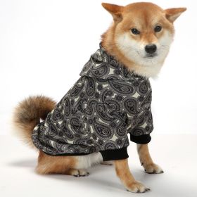 Christmas Dog Clothes Thickened Plaid Hooded Two-leg Sweater (Option: Black Paisley-XXL)