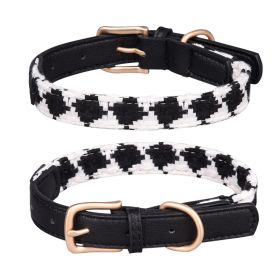 Soft Woven Prismatic Plaid Dog Collar (Option: Black-M)