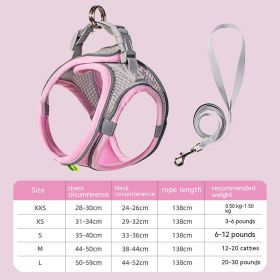 Hand Holding Rope Pet Dog Breast Strap Summer Breathable (Option: Pink-S)