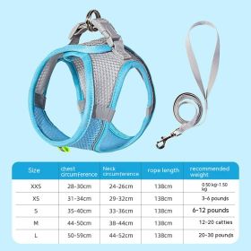 Hand Holding Rope Pet Dog Breast Strap Summer Breathable (Option: Blue-S)